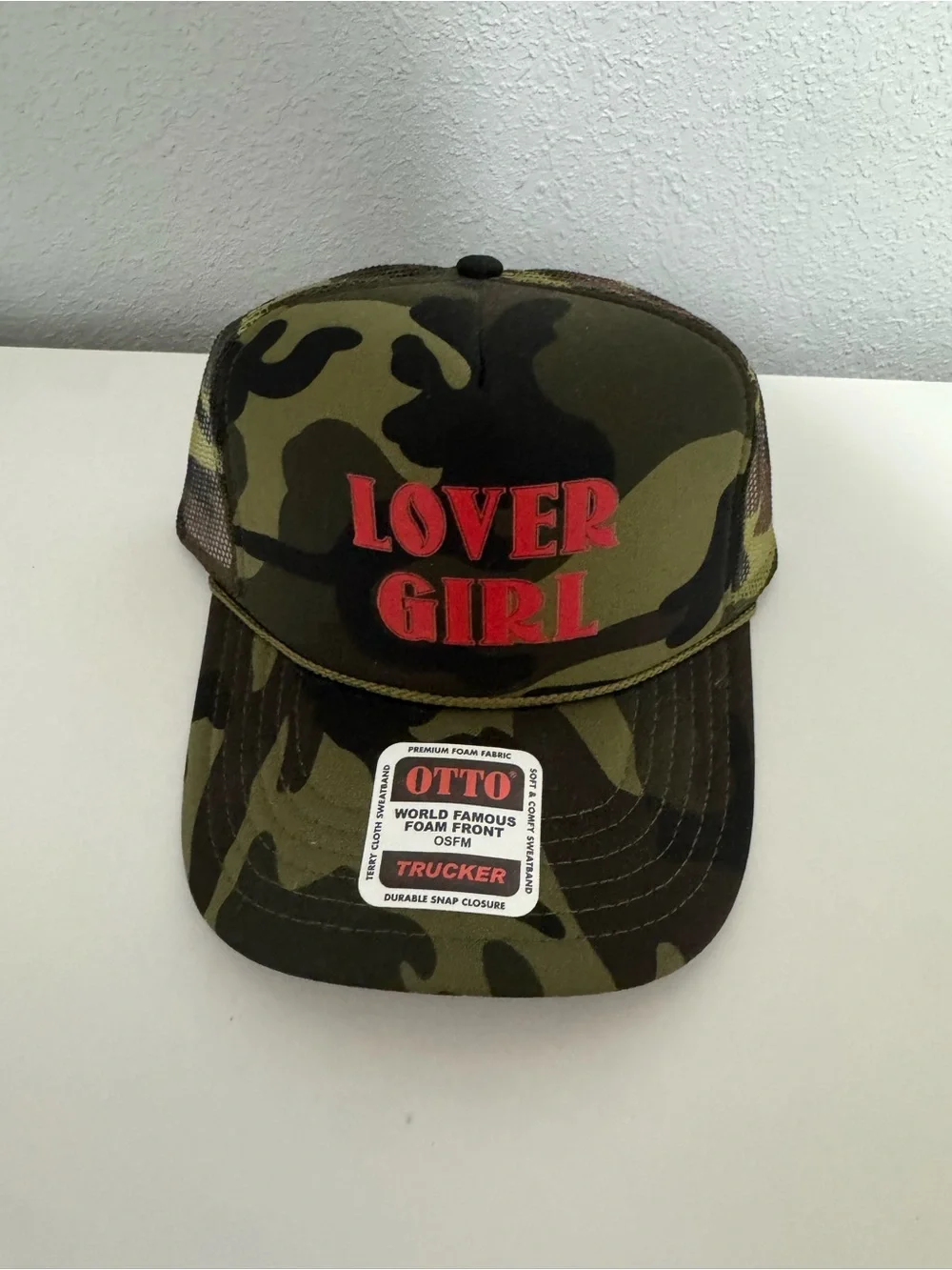 OTTO Camo Trucker Hat with Red 